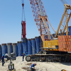 Pile Driving Works using Hydraulic Impact Hammer